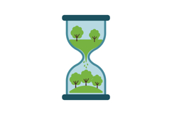 Hourglass with green trees symbolizing environmental time an Product Image 1