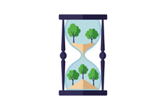 Hourglass with green trees and sand symbolizing environmenta Product Image 1