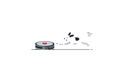 Small dog chasing robotic vacuum cleaner in minimalist style Product Image 1