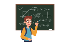 Confused student solving complex math problems on classroom Product Image 1