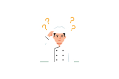 Chef character confused with question marks cooking professi Product Image 1