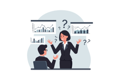 Businesswoman Explaining Data Charts to Colleague in Office Product Image 1