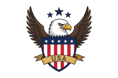 Bald eagle with USA shield and stars patriotic American embl Product Image 1