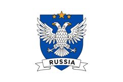 Double-headed eagle emblem on blue shield with stars and Rus Product Image 1