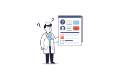 Doctor confused about patient medical record with question m Product Image 1