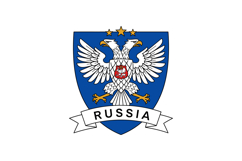 Double headed eagle emblem with ribbon and stars on blue shi Product Image 1