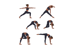 Woman performing yoga poses in black sportswear illustration Product Image 1