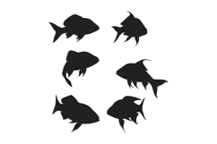 Fish silhouette collection set of six different shapes for d Product Image 1