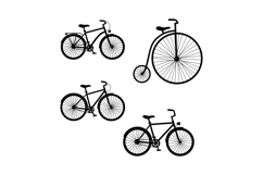 Classic and Vintage Bicycle Silhouettes Vector Illustration Product Image 1