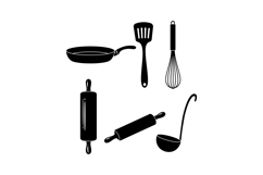 Cooking utensils set with frying pan spatula whisk rolling p Product Image 1