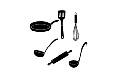 Kitchen cooking utensils set with frying pan spatula whisk l Product Image 1