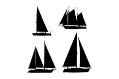 Sailboat silhouettes collection vector illustration with fou Product Image 1