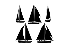 Sailboats silhouettes collection with black sails isolated o Product Image 1