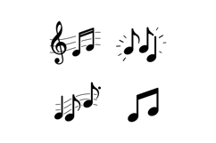 Music notes icons set with treble clef and musical symbols v Product Image 1