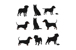 Dog silhouettes collection with different breeds and playful Product Image 1