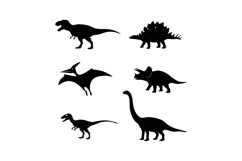 Dinosaur silhouettes collection with various prehistoric spe Product Image 1