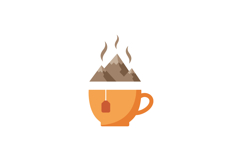 Mountain steam rising from orange tea cup with tea bag vecto Product Image 1