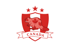 Canadian beaver emblem with maple leaf shield and stars vect Product Image 1