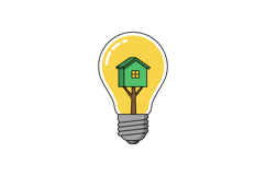 Light bulb with green tree house inside creative energy conc Product Image 1