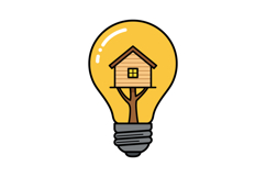 Treehouse inside light bulb concept illustration for creativ Product Image 1