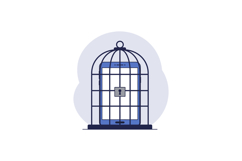 Smartphone inside locked cage symbolizing digital security a Product Image 1