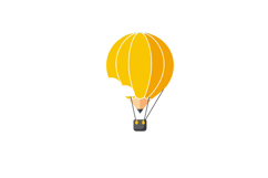 Hot air balloon flying in sky with yellow and orange colors Product Image 1