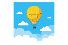 Hot Air Balloon Flying Above Clouds in Blue Sky Vector Illus Product Image 1