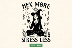 Hex More Stress Less SVG Witchy Self Care Meditating Clipart Product Image 1