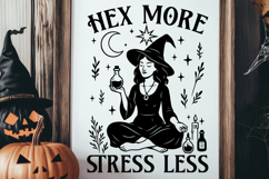 Hex More Stress Less SVG Witchy Self Care Meditating Clipart Product Image 2