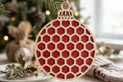 Hexagon Christmas Bauble SVG Laser Cut Ornament File Product Image 1