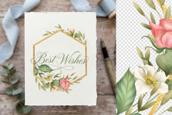 Hexagon Floral Frame PNG | Gold Glitter Geometric Border Product Image 1