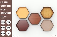 Hexagon serving tray with handle svg Laser cut & glowforge Product Image 5