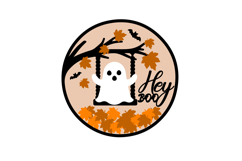 Hay Boo Autumn Round Sign SVG Laser Cut Product Image 2
