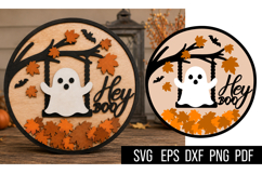 Hay Boo Autumn Round Sign SVG Laser Cut Product Image 1