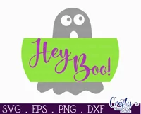 Farmhouse Halloween Round Sign, Hey Boo Door Hanger Svg Product Image 2