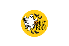 Hey Boo Ghost and Cat Halloween Round Sign Laser Cut SVG Product Image 2