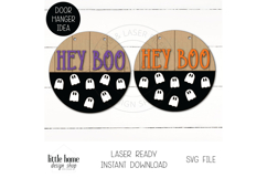 Hey Boo Round Door Sign Laser File, Halloween Ghost Sign Product Image 3