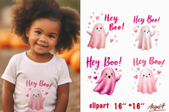 Pink cute ghost clipart Halloween Boo clipart PNG Product Image 1
