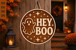 Hey Boo Ghost Halloween Sign SVG Product Image 1