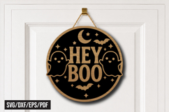 Hey Boo Halloween Door Hanger Laser Cut SVG Product Image 1