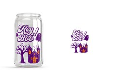 hey boo halloween libbey beer can glass wrap svg presized template for 16oz and 20oz glass