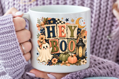 Hey Boo Halloween Sublimation, Rustic Vintage Ghost PNG Product Image 4