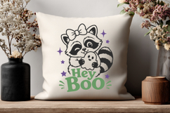 Hey Boo SVG, Cute Raccoon Ghost Design, Halloween Girl PNG Product Image 3
