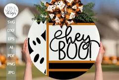 Hey Boo SVG Halloween Door Hanger SVG Ghost SVG Ghost Sign Product Image 1