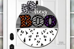 Hey Boo SVG -  Laser Cut Files - Halloween Round Sign - Halloween SVG - Ghost SVG - Halloween Door Sign - Ghost Door Hanger - Glowforge Files