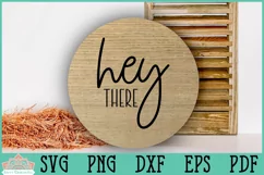 Hey There Door Sign Farmhouse Round Door Hanger