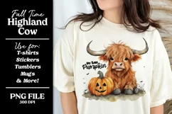Hey There Pumpkin, Cute Highland Cow PNG Sublimation Design Product Image 1