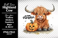 Hey There Pumpkin, Cute Highland Cow PNG Sublimation Design Product Image 2