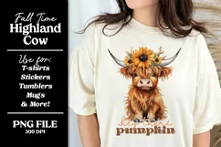 Fall Sunflower Highland Cow PNG, Hey There Pumpkin Product Image 2
