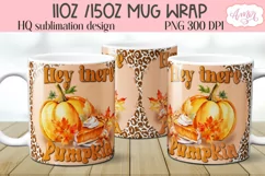 Hey there pumpkin mug wrap PNG for sublimation, Fall mug png Product Image 1